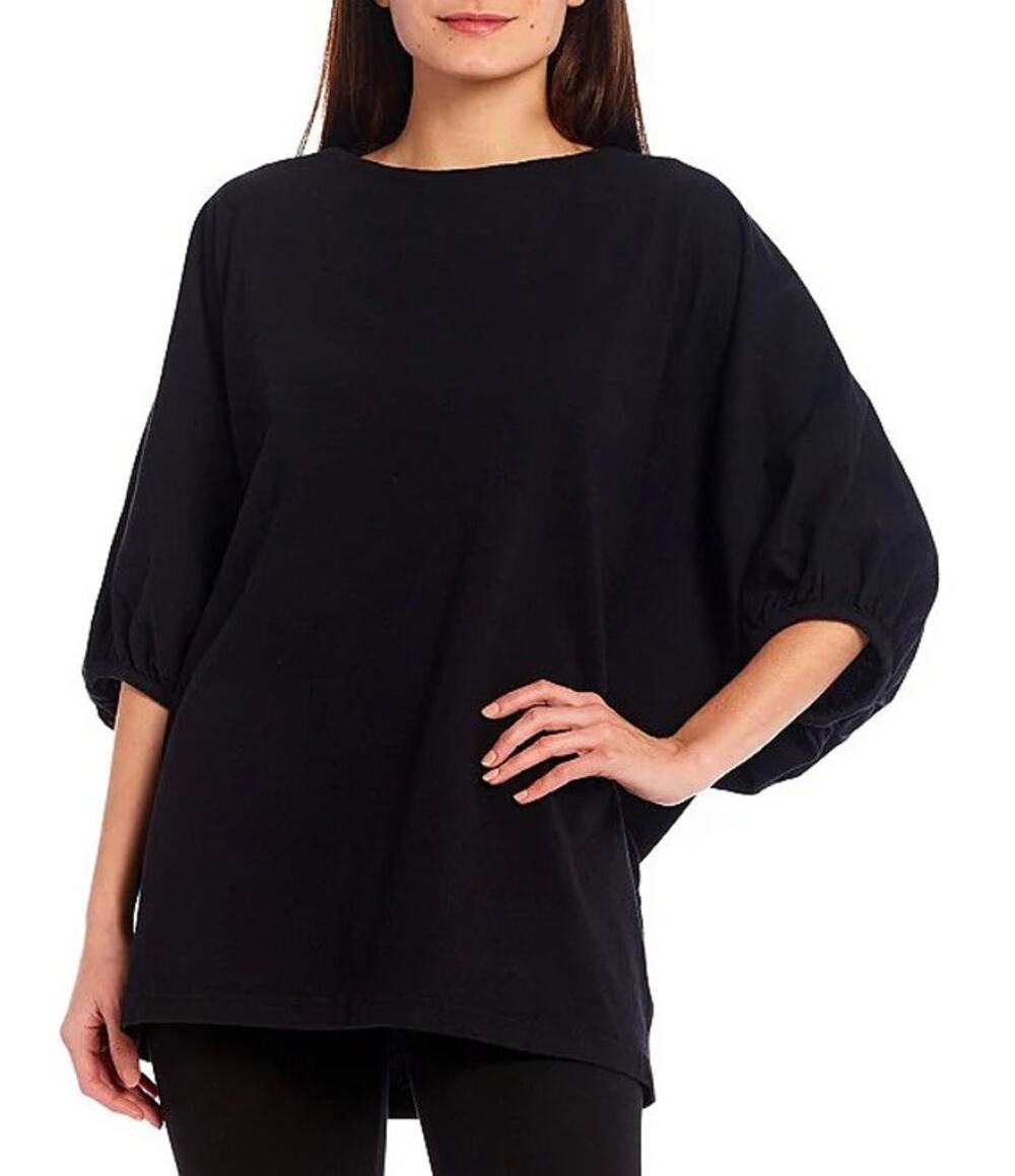 Bryn Walker Wilder Black Elbow Dolman Banded Sleeve Crew Neck Tunic Medium